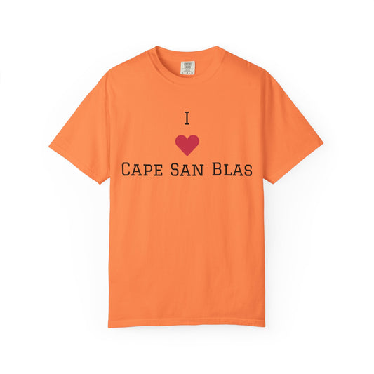 I ❤️ Cape San Blas Unisex Garment-Dyed T-Shirt - Perfect Beach Vacation Wear